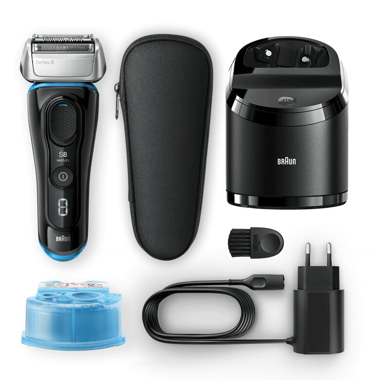 Braun Series 8 8365cc Rasoio Barba Elettrico, Stazione Di Pulizia Clean&Charge, Nero