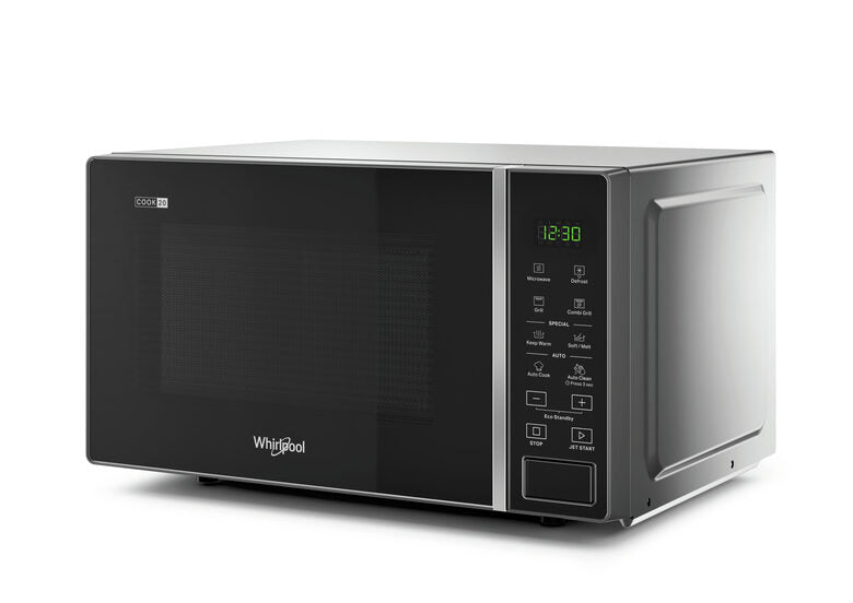 Whirlpool MWP 203 SB Superficie piana Microonde con grill 20 L 700 W Nero, Argento