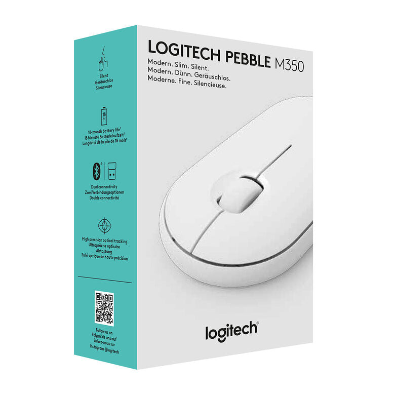 Logitech Pebble M350 mouse Ambidestro Wireless a RF + Bluetooth Ottico 1000 DPI