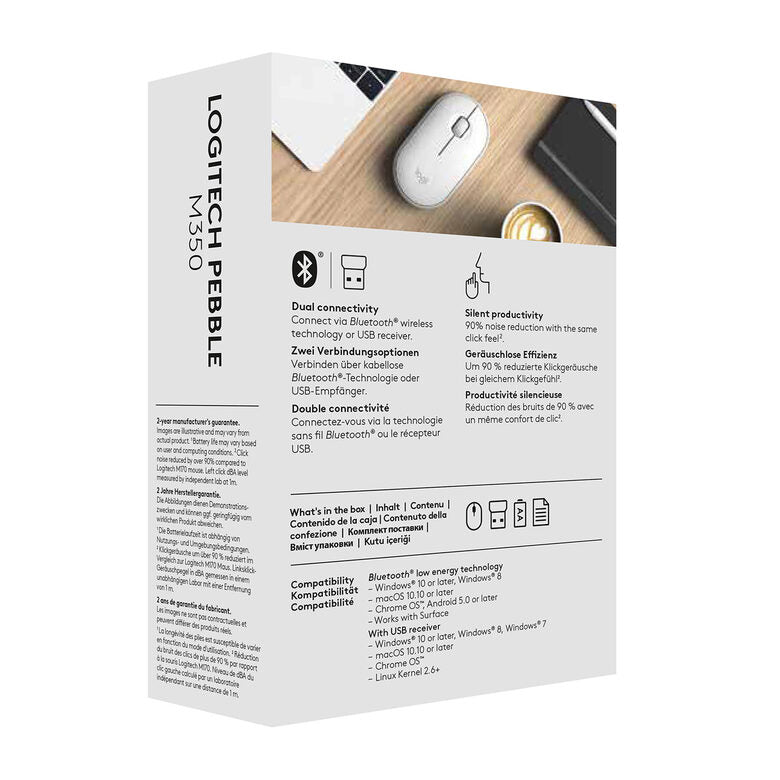 Logitech Pebble M350 mouse Ambidestro Wireless a RF + Bluetooth Ottico 1000 DPI