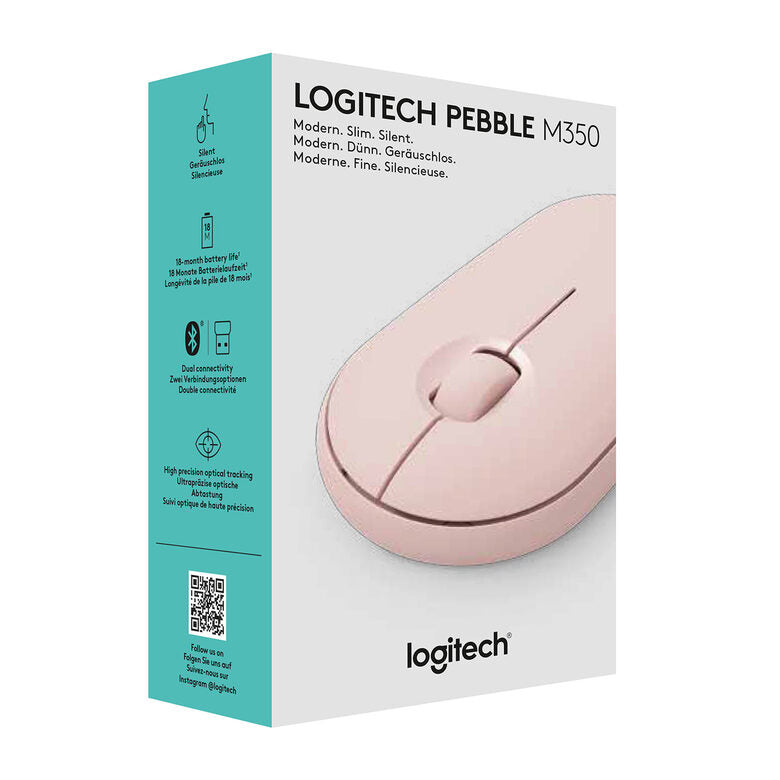 Logitech Pebble M350 mouse Ambidestro Wireless a RF + Bluetooth Ottico 1000 DPI