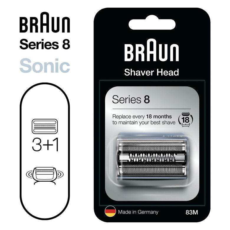 Braun Series 8 83M Testina Di Ricambio Per Rasoio Elettrico Uomo - Argento - Compatibile Con Rasoio Elettrico