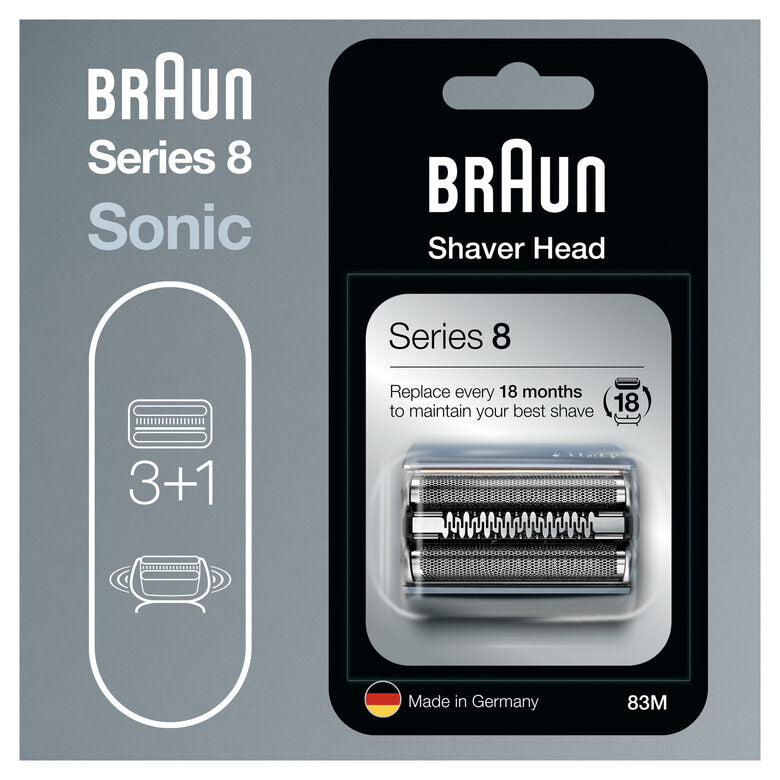 Braun Series 8 83M Testina Di Ricambio Per Rasoio Elettrico Uomo - Argento - Compatibile Con Rasoio Elettrico