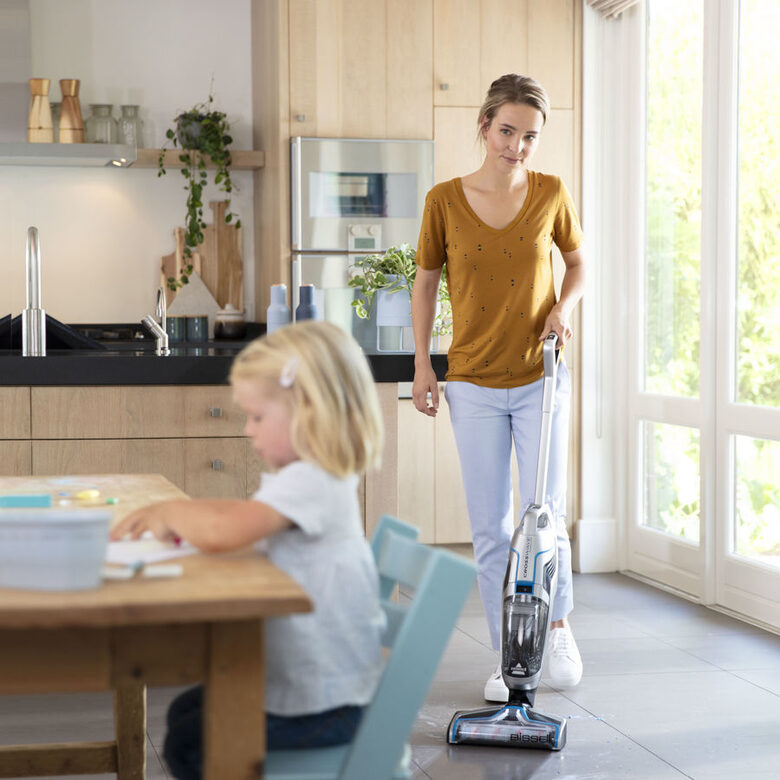 Bissell Crosswave Cordless Senza sacchetto Blu, Argento