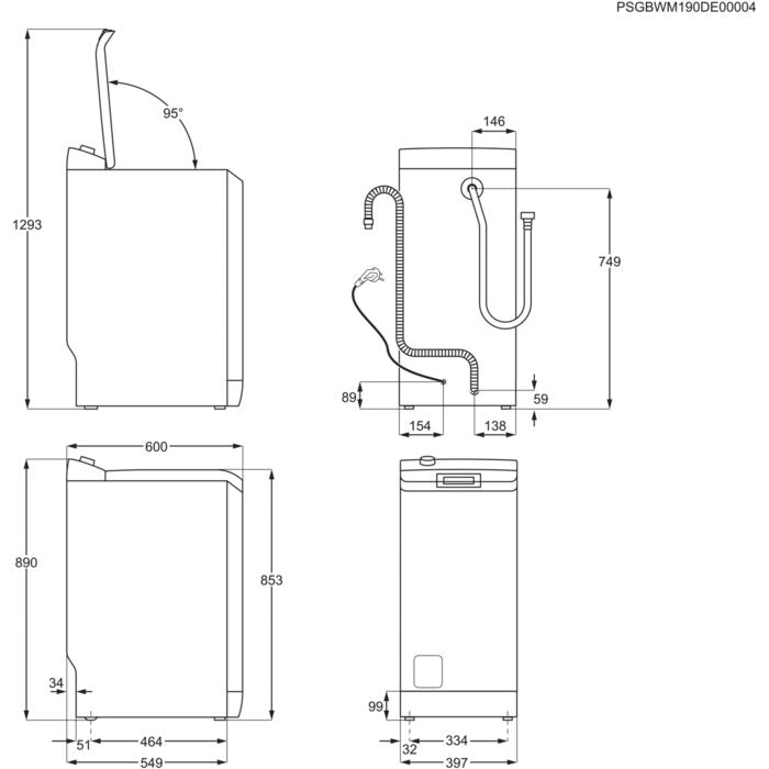 AEG L7TBE722 lavatrice Caricamento dall'alto 7 kg 1200 Giri/min E Bianco