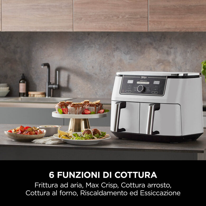 Ninja AF400EU Doppia 9,5 L Indipendente 2470 W Friggitrice ad aria calda Bianco