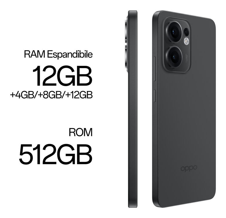 OPPO Reno13 FS 5G AI Smartphone, Tripla fotocamera 50+8+2MP, Selfie 32MP, Display 6.67” 120HZ AMOLED FHD+, 5800mAh, RAM 12GB(Esp4GB/8GB/12GB)+ROM 512GB, [Versione Italia], Graphite Grey