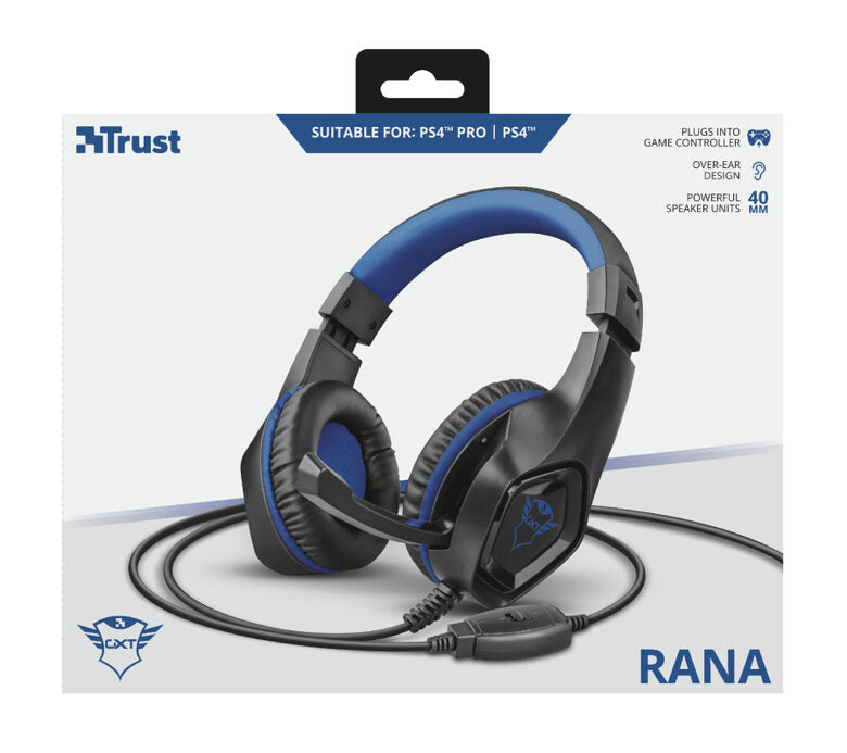 Trust GXT 404B Rana Auricolare Cablato A Padiglione Giocare Nero, Blu