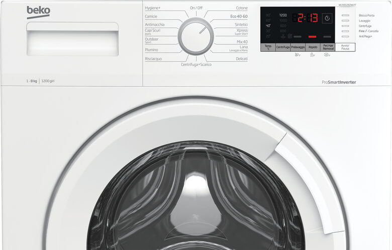 Beko WUX81282WI/IT Lavatrice A Libera Installazione 8 Kg, 1200 Giri, AquaWave®, AntiCrease®, Classe A, Bianco