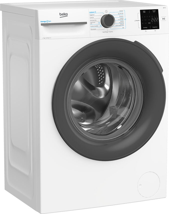 Beko BMWU3721A Lavatrice Slim A Libera Installazione 7 Kg, Energyspin, 1200 Giri, Vapore Igienizzante SteamCure™, AutoClean, Classe A, Bianco