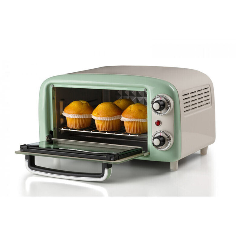 Ariete 3919 Forno Elettrico Vintage, 800W, Capacità 10L, Doppio vetro, Retrò, Verde