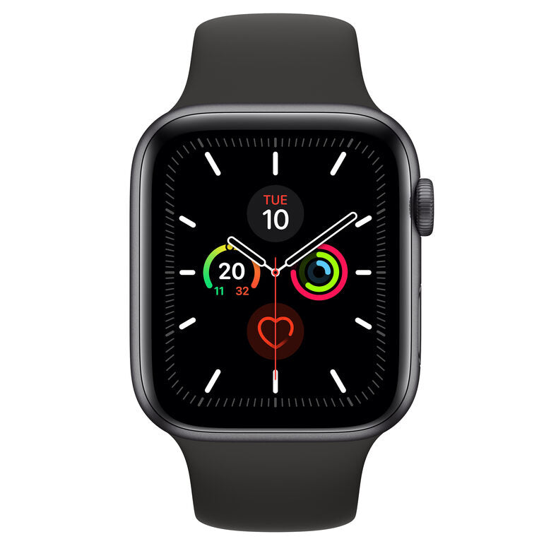 Apple Watch Series 5 GPS, 44mm in alluminio grigio siderale con cinturino Sport Nero
