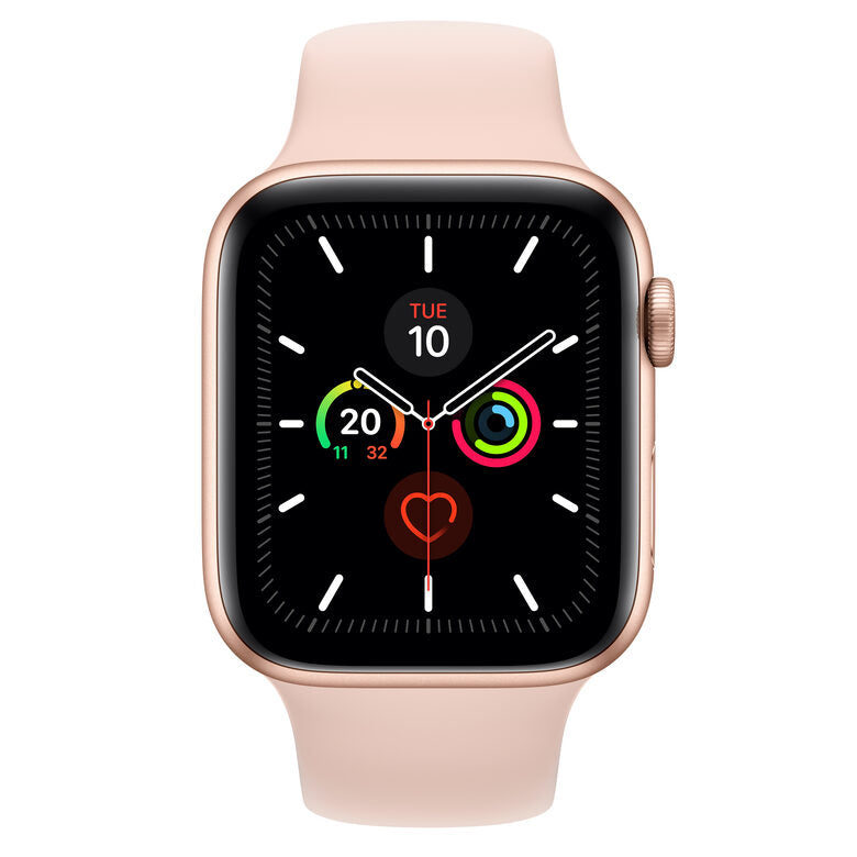 Apple Watch Series 5 GPS + Cellular, 44mm in alluminio oro con cinturino Sport Rosa sabbia