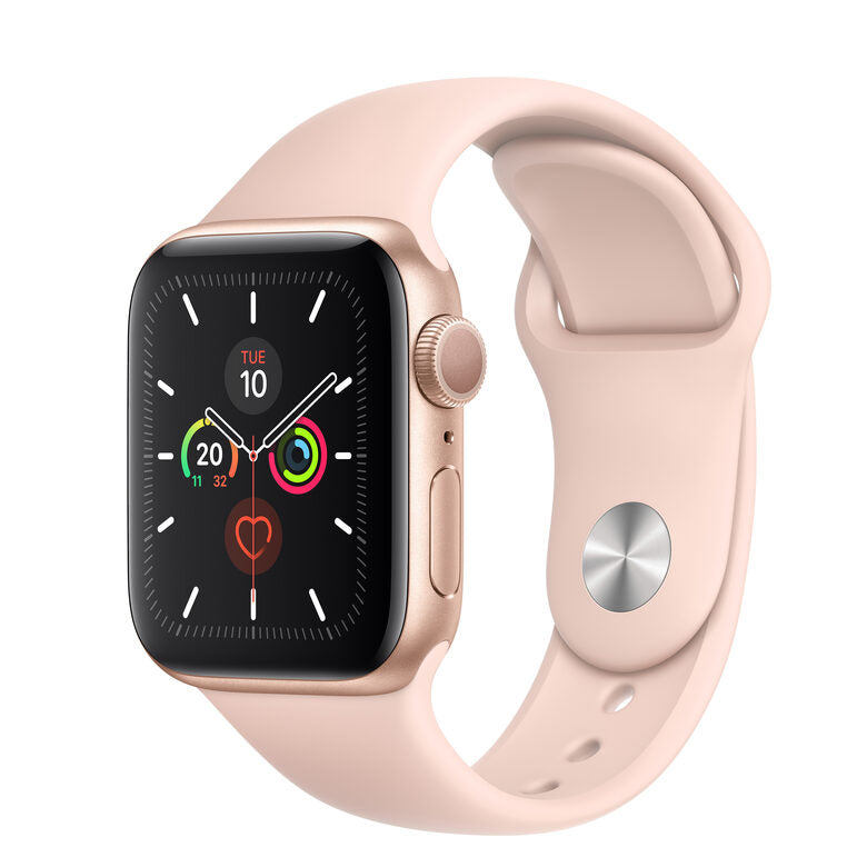 Apple Watch Series 5 GPS, 40mm in alluminio oro con cinturino Sport Rosa sabbia