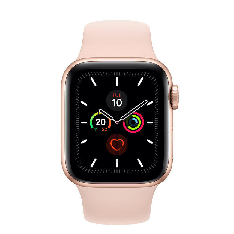 Apple Watch Series 5 GPS, 40mm in alluminio oro con cinturino Sport Rosa sabbia