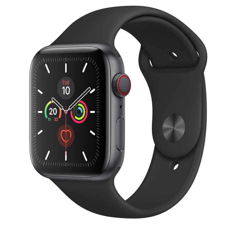 Apple Watch Series 5 GPS + Cellular, 44mm in alluminio grigio siderale con cinturino Sport Nero