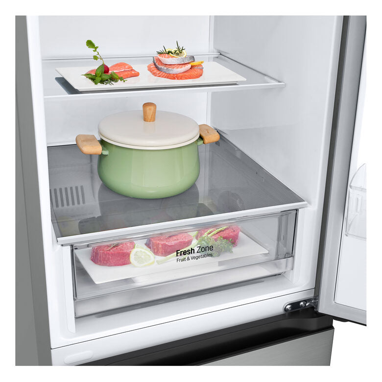 LG GBV21L0EPY Frigorifero combinato, Classe E, 344L, Door Cooling, Smart Diagnosis, Total No Frost | Prime Silver