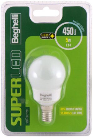 Beghelli Sfera Super LED E14 Lampadina a risparmio energetico 5 W F