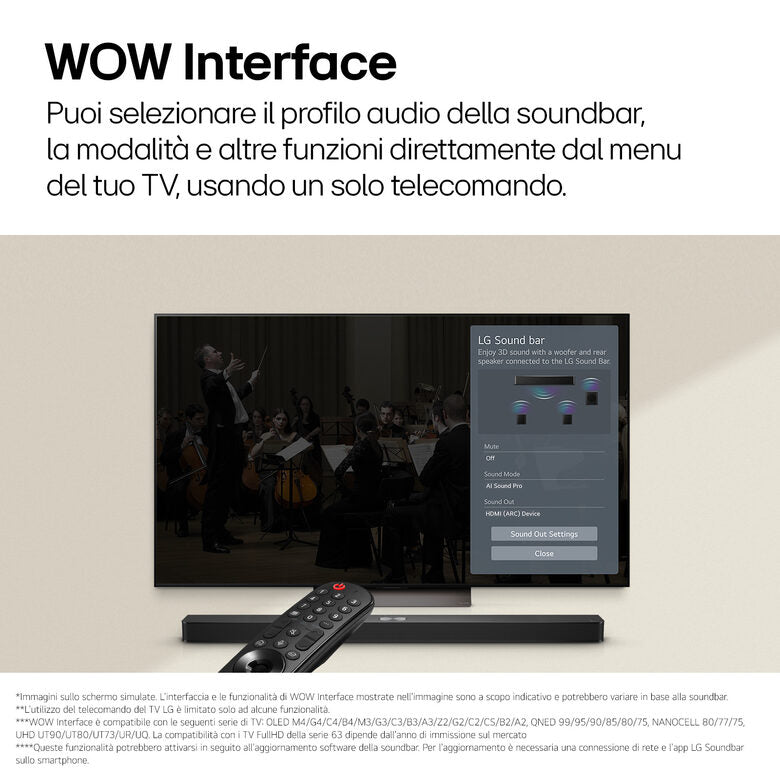 LG S60T Soundbar, 340W su 3.1 canali, Dolby Digital, DTS, Subwoofer wireless, Bluetooth