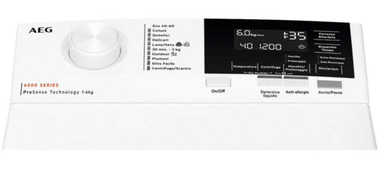 AEG LTR6G37A Serie 6000 Lavatrice Caricamento Dall'alto A Libera Installazione 7 Kg, 1300 Giri, Classe A, Bianco