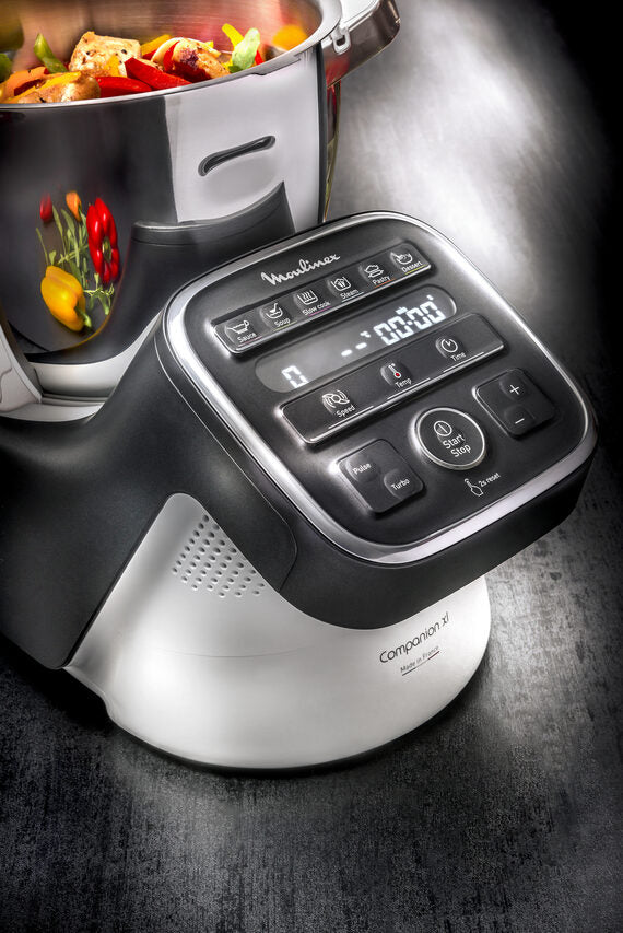 Moulinex HF8098 Companion XL, Robot da cucina multifunzione, 12 programmi automatici, 6 accessori, recipiente 3L, intervallo di temperatura da 30 °C a 150 °C, Ricettario: 300 idee per ricett