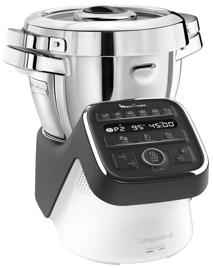 Moulinex HF8098 Companion XL, Robot da cucina multifunzione, 12 programmi automatici, 6 accessori, recipiente 3L, intervallo di temperatura da 30 °C a 150 °C, Ricettario: 300 idee per ricett