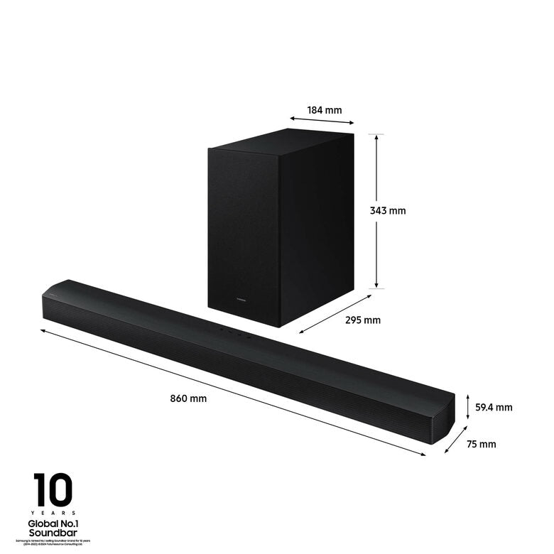 Samsung Soundbar HW-B650D/ZF Serie B, 4 Speaker, Wireless Dolby 5.1ch, Audio a 3.1 Canali, Surround sound expansion, Compatibile con Alexa e Google Assistant, Black