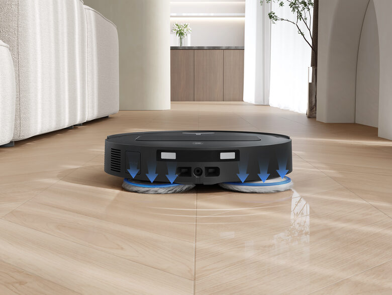 Ecovacs DEEBOT T50 OMNI Gen3, Robot aspirapolvere lavapavimenti, 25.000 Pa, spazzola laterale e mocio a estensione, ZeroTangle 3.0, AIVI 3D 3.0, stazione OMNI All-in-One, lavaggio a 75 °C, 81 mm, Nero