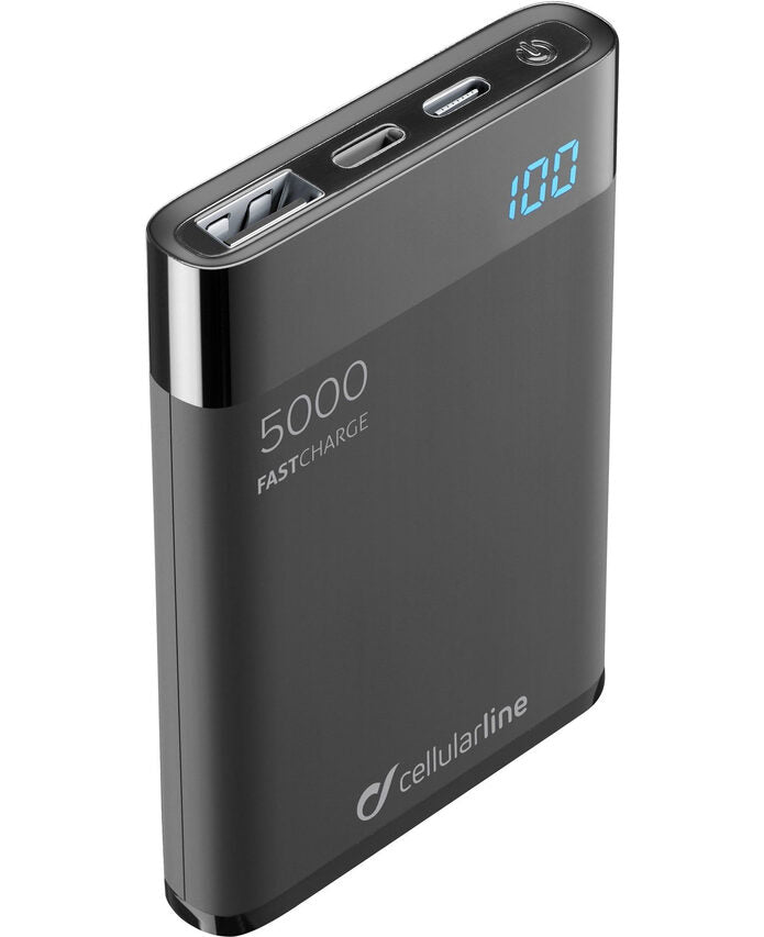 Cellularline FreePower Manta HD 5000i - Lightning Caricabatterie portatile ultrapiccolo con celle ad alta densità Nero