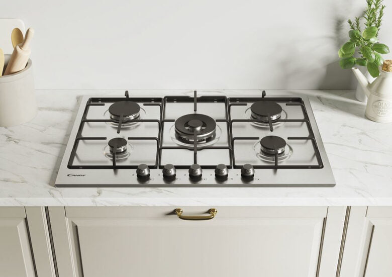 Candy Classic CHW74WTX Acciaio inossidabile Da incasso 75 cm Gas 5 Fornello(i)