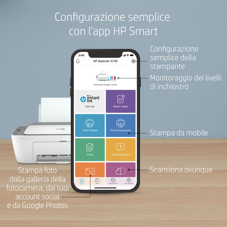 HP DeskJet 2720 Getto termico d'inchiostro A4 4800 x 1200 DPI Wi-Fi