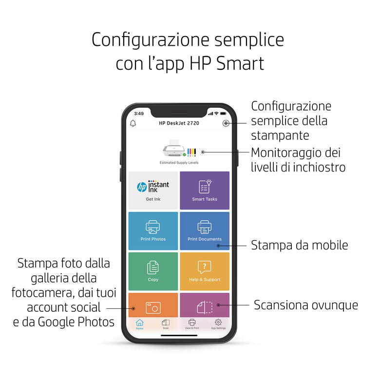 HP DeskJet 2720 Getto termico d'inchiostro A4 4800 x 1200 DPI Wi-Fi