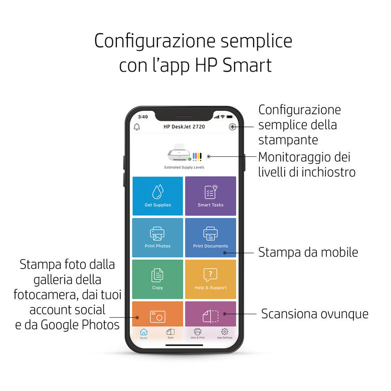 HP DeskJet 2720 Getto termico d'inchiostro A4 4800 x 1200 DPI Wi-Fi