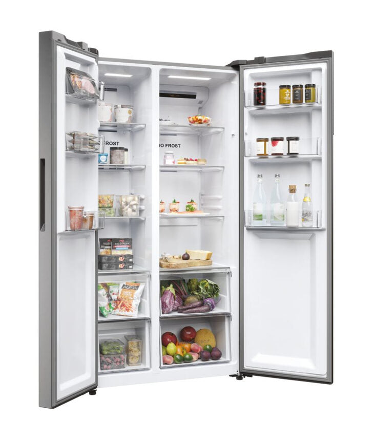 Haier SBS 90 Serie 5 HSR5918DNMP Frigorifero Side By Side Libera Installazione 528 L D Platino, Acciaio inossidabile