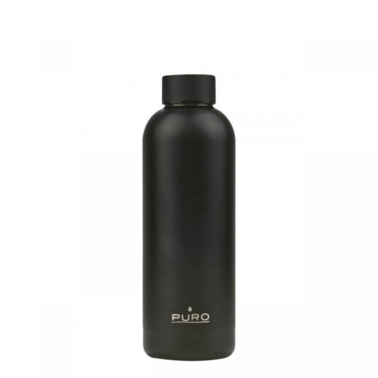 PURO Hot&Cold Glossy Uso quotidiano 500 ml Acciaio inossidabile Nero, Metallico