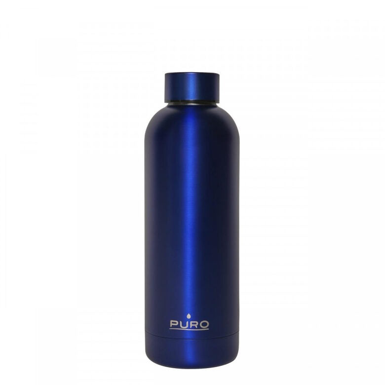 PURO Hot&Cold Glossy Bicicletta, Uso quotidiano, Fitness, Sport 500 ml Acciaio inossidabile Blu, Metallico