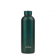 PURO WB500DW2GRN borraccia Bicicletta, Uso quotidiano, Fitness 500 ml Acciaio inossidabile Verde, Metallico