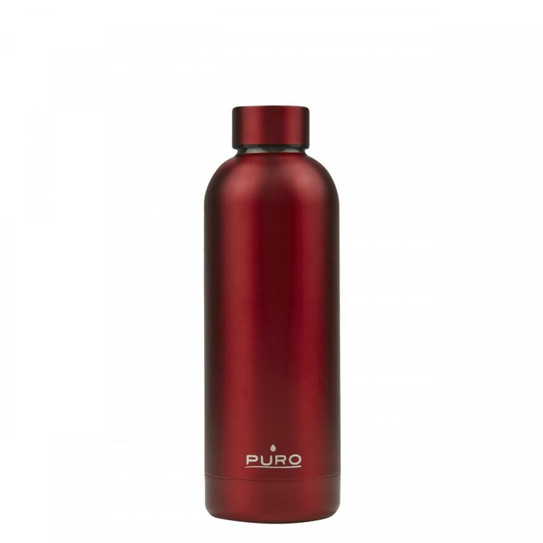PURO Hot&Cold Glossy Bicicletta, Uso quotidiano, Fitness, Sport 500 ml Acciaio inossidabile Metallico, Rosso