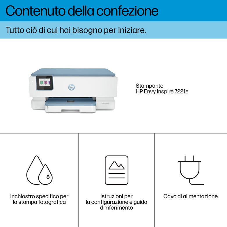 HP ENVY Inspire 7221e Wireless All-in-One Colore Stampante, Instant Ink; Stampa di foto