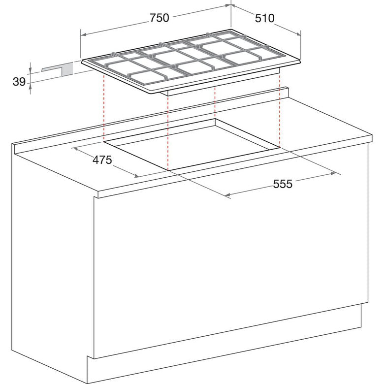 Hotpoint PCN 750 T (AV) R /HA Avena Da incasso 75 cm Gas 5 Fornello(i)