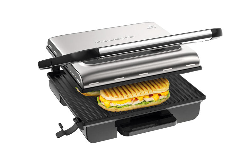 Rowenta GR242D Inicio Grill Adjust, Griglia Multifunzione per Carne e Verdura, 3 Livelli di Cottura, 2000 W, Ghisa