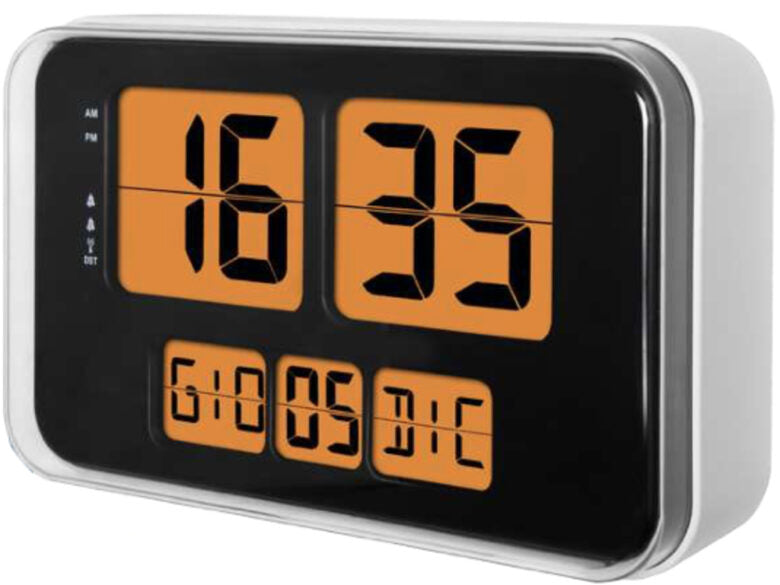 Lowell JD9910 orologio da parete e da tavolo Orologio radiocomandato Rettangolo Nero, Arancione, Argento
