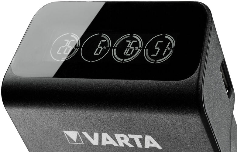 Varta LCD Plug charger+ AA & AAA ((Batterie ricaricabili NiMH incl. 4x AA 2100 mAh accu), nero