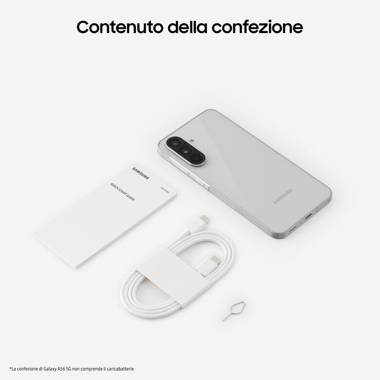 Samsung Galaxy A56 5G, Smartphone con Funzioni intelligenti, Display Super AMOLED 6.7”, 8GB RAM, 256GB, Camera 50MP, Batteria 5.000 mAh, IP67, Awesome Lightgray