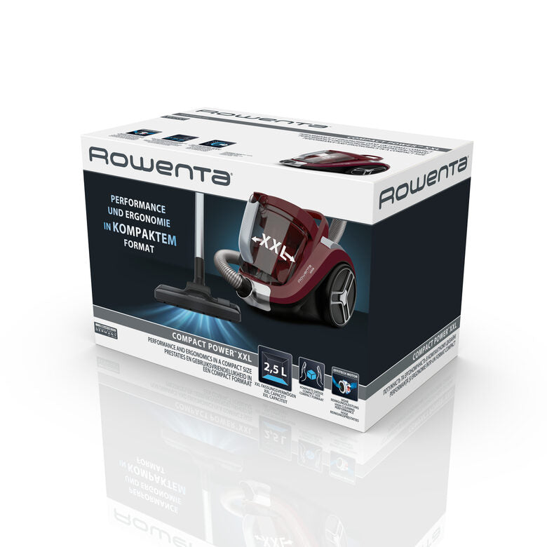 Rowenta Compact Power RO4873 Aspirapolvere a Traino Senza Sacco, capacità Contenitore Polvere XXL, Tecnologia Ciclonica, Design Compatto, Animal Care Kit, 550 W, 75 Decibel, Porpora