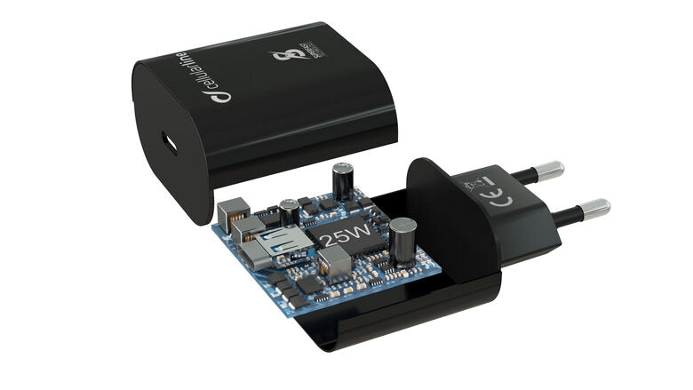 Cellularline Super Fast Charger Kit PD 25W - USB-C - Samsung A70, A80, A90, Note 10, Note 10+ Caricabatterie da rete Super Fast Charge PD 25W con cavo USB-C to USB-C Nero