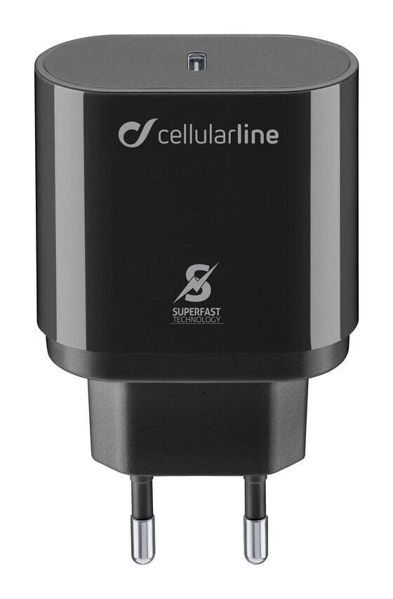 Cellularline USB-C Super Fast Charger PD 25W - Samsung A70, A80, A90, Note 10, Note 10+ Caricabatterie da rete USB-C Super Fast Charge PD 25W Nero