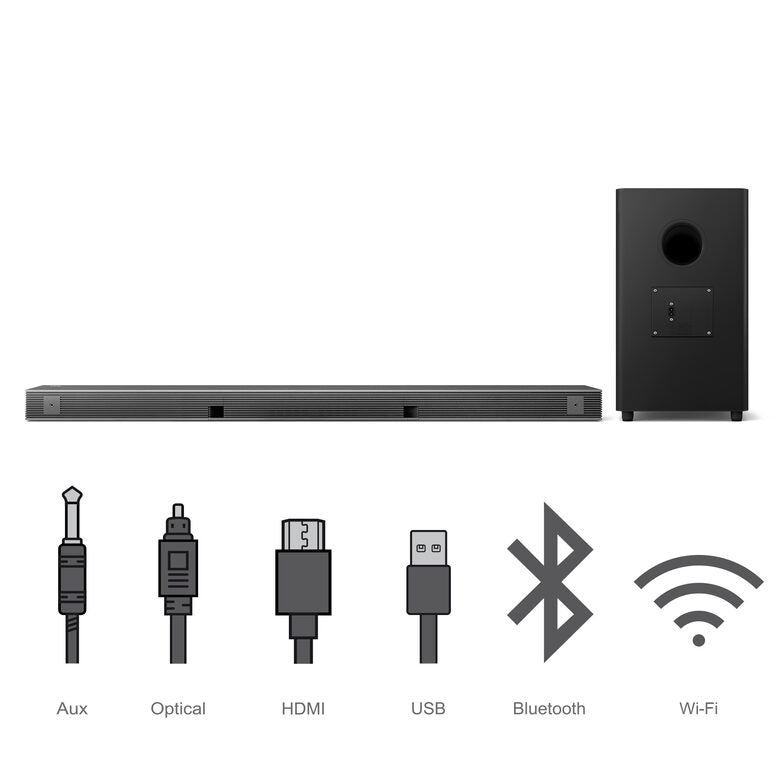 TCL Soundbar TS9030 Dolby Atmos 3.1 con subwoofer wireless per TV compatibile con Google Assistant & Apple Airplay (tecnologia RayDanz, Chromecast integrato, HDMI ARC, kit montaggio a parete