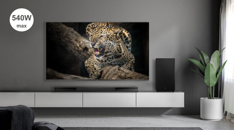 TCL Soundbar TS9030 Dolby Atmos 3.1 con subwoofer wireless per TV compatibile con Google Assistant & Apple Airplay (tecnologia RayDanz, Chromecast integrato, HDMI ARC, kit montaggio a parete