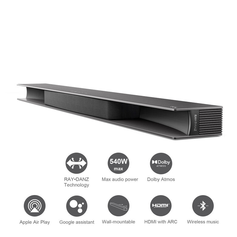 TCL Soundbar TS9030 Dolby Atmos 3.1 con subwoofer wireless per TV compatibile con Google Assistant & Apple Airplay (tecnologia RayDanz, Chromecast integrato, HDMI ARC, kit montaggio a parete